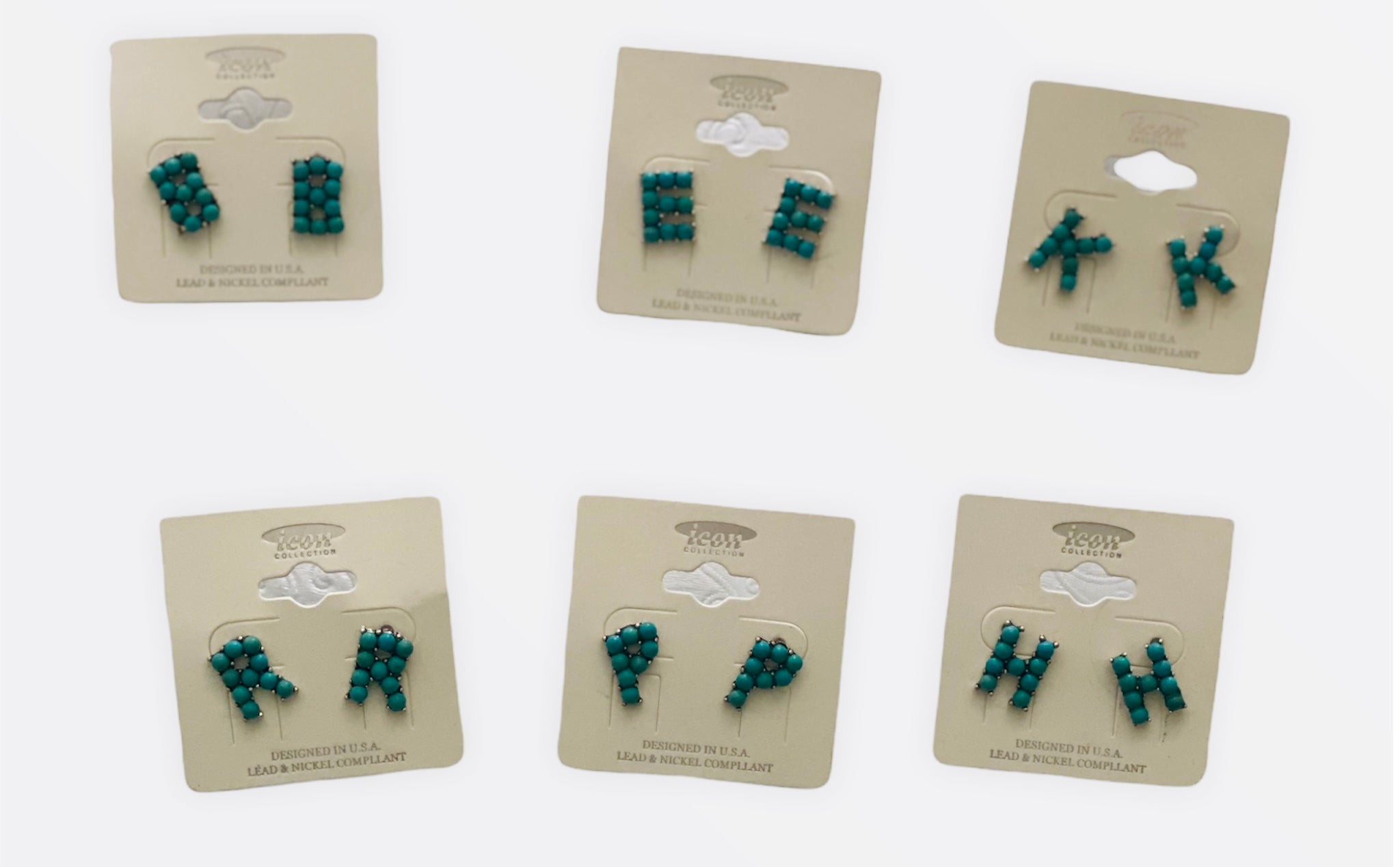 Turquoise initial studs