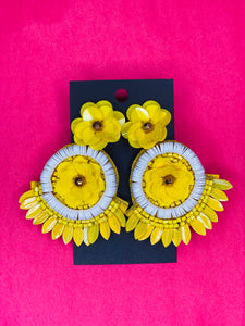 Floral Yellow/White Earrings