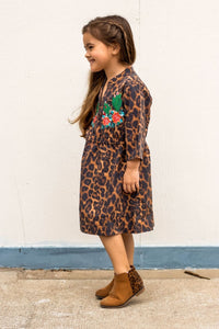 Cactus embroidered leopard dress
