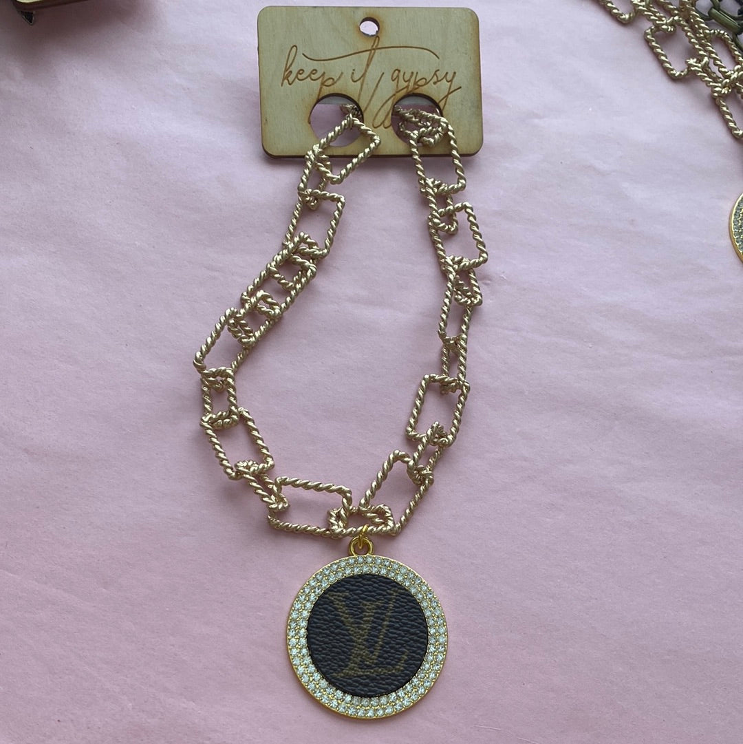 LV monogram bling necklace